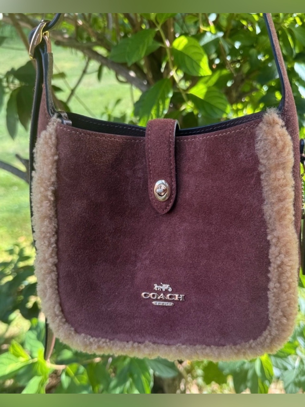 Coach Hadley Mini Suede Shearling Crossbody